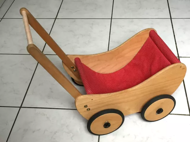 Puppenwagen, Lauflernhilfe, Lauflernwagen, Schiebewagen aus Holz