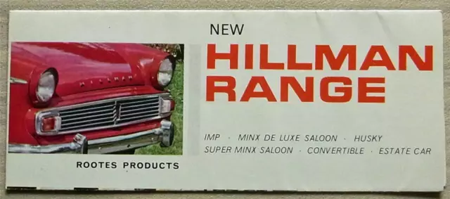 HILLMAN CAR RANGE Sales Brochure c1964 #1012/H SUPER MINX CONVERTIBLE Imp HUSKY