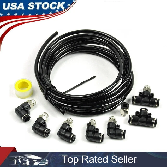 PUSH LOCK BLACK Vacuum Fitting Kit Turbo Wastegate & Solenoid For Turbo