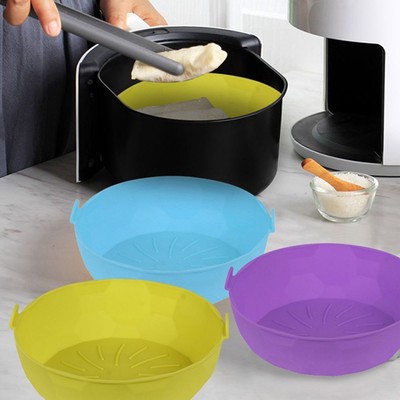 Lam-lord Pentola in Silicone per Friggitrice ad Aria,Cestino Ricambio per Rivestimenti di Carta,per Forno Sostituzione Accessori Grigio 