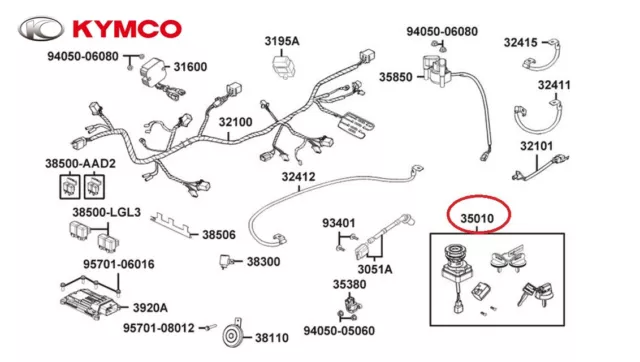 Neuf Oem Kymco Jeu De Serrures Mxu 300 T3B (20-21)