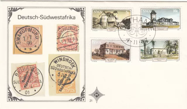 DSWA, FDC21, Historische deutsche Bauten in SWA 1977,  deutsche Kolonialzeit,