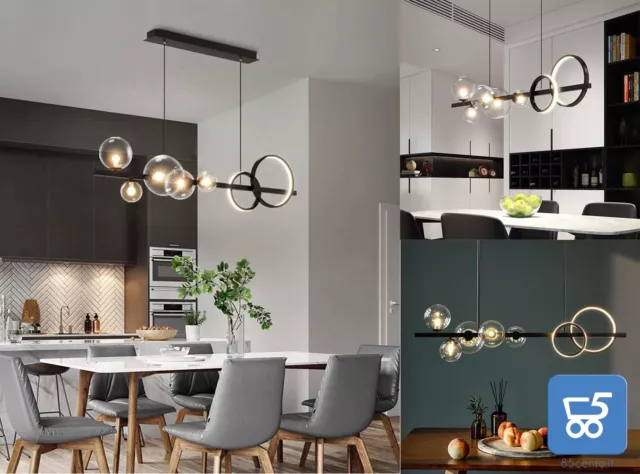 Lampadario Sospensione Moderno Cucina Soggiorno G9 4500 Naturale LED Sfera Vetro