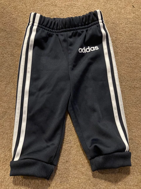 Nuova Adidas Nera 3 Righe Tuta Bambino Fondo/Jogger Età 3-6 Mesi