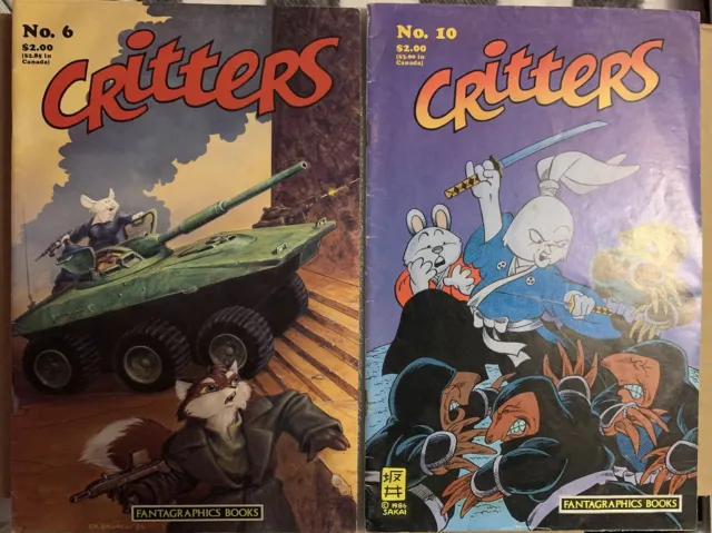Critters #6 F and 10 VG Stan Sakai Usagi Yojimbo Cover Fantagraphics Comics 1986