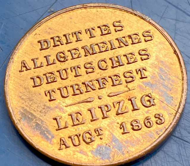 Antike Medaille_Drittes Allgemeines Deutsches Turnfest_1863_Leipzig_Bronze