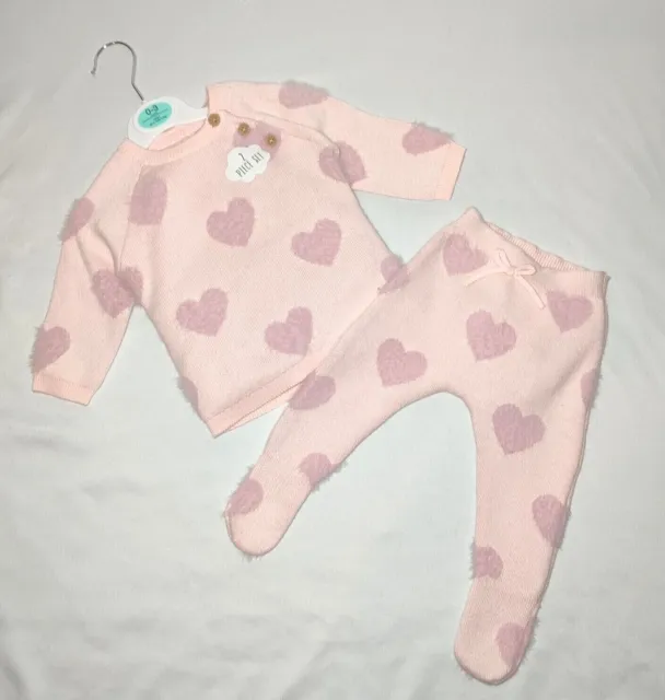 Pantaloni maglione 2 pezzi bambina George abito a maglia rosa cuori soffici set