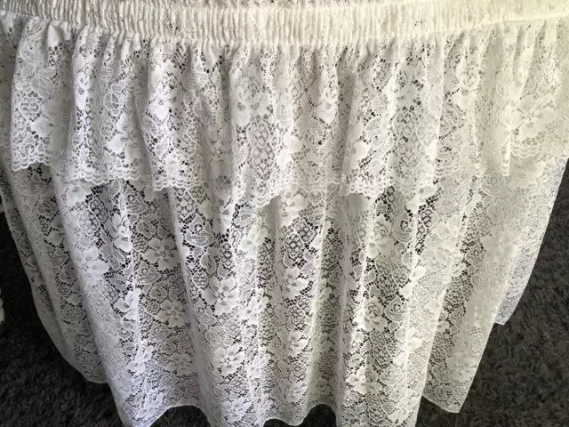 6 White Lace Polyester 12 Ft TABLE SKIRT Wedding Catering Shower Fair Show +
