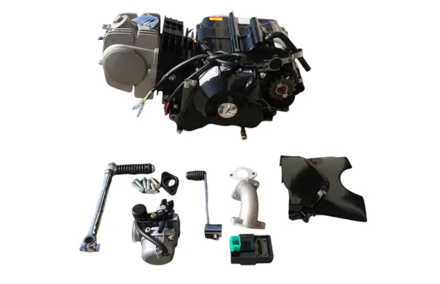 Motor Set 125 ccm halbautomatik E Starter unten und Kickstarter schwarz HMParts