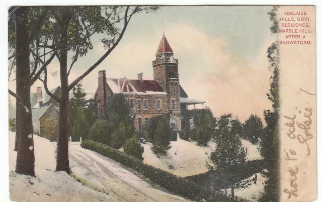 Adelaide Hills Gov House Marble Hill Snowstorm South Australia Old Postcard 1905