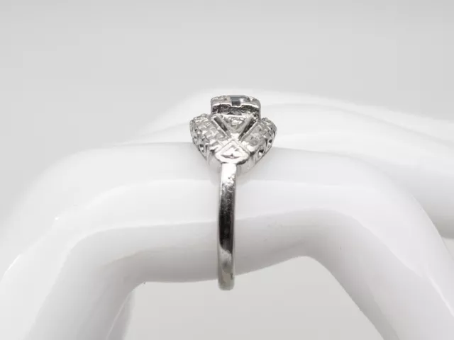 VINTAGE 1940S $4K EYE .65ct Ceylon Blue Sapphire Diamond Platinum Ring ...