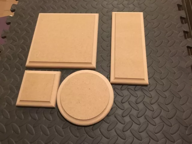 WOODEN PLAQUES Circles, Square, Rectangle,  MDF 18mm blank signs stands plinths