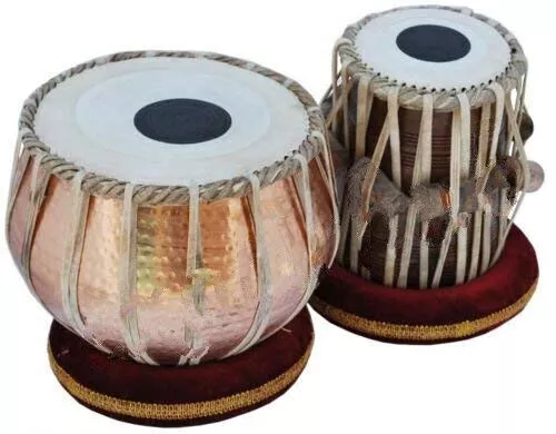 Indian Traditional Sheesham Wood Hand Made Copper Tabla Set Color Bronze