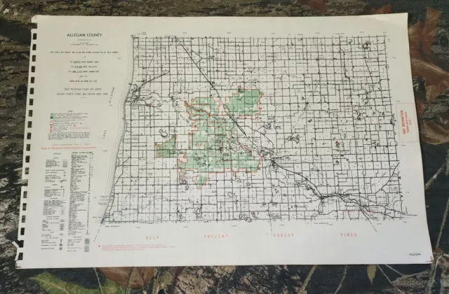 Vtg 1955 Allegan County Michigan Dept Conservation Plat Maps 11" X 17"