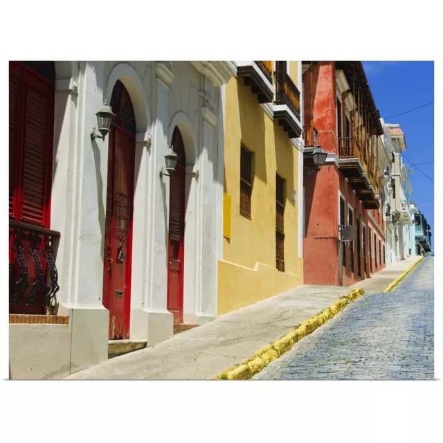 Puerto Rico, Old San Juan, Row of Poster Art Print, Photography Home Decor