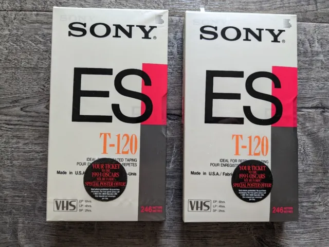Lot of 2 SONY ES T-120 VHS Tapes Factory Sealed Made In USA