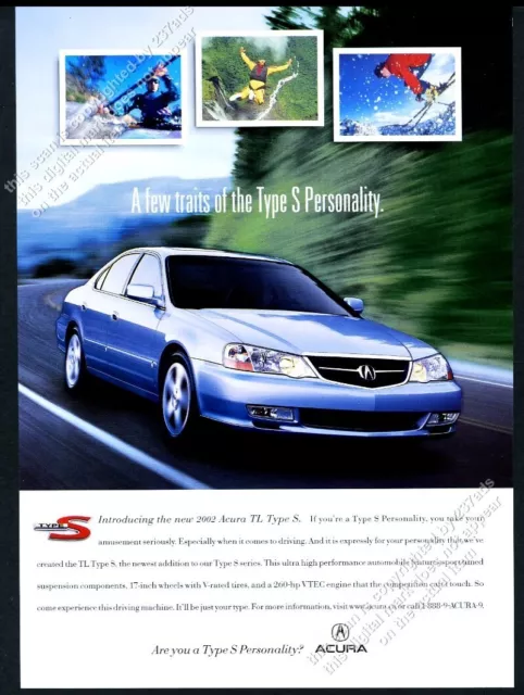 2002 Acura TL Type s car photo vintage print ad