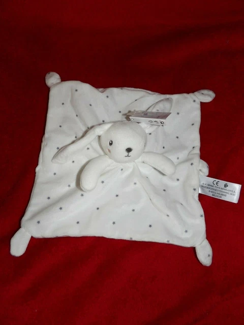 Doudou Plat Simba Toys Nicotoy Lapin Blanc Etoiles Grises Neuf