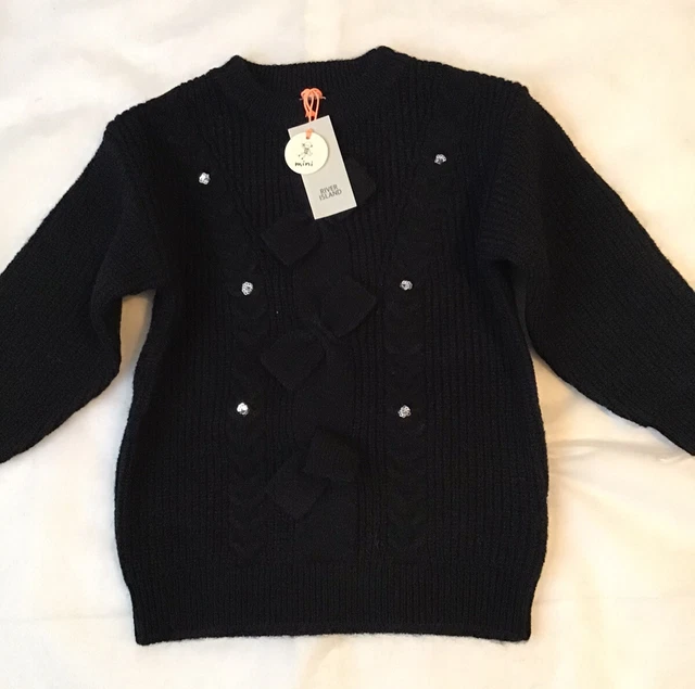 River island mini girls aged 3-4 years black bow jumper outfit BNWT 3