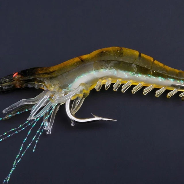 OriGlam 15 Pièces Leurre de Crevette en Plastique Souple, Appât de Pêche Artificiel, Leurres de Crevette Douce (Coloré
