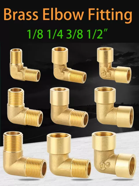 Brass Elbow Female AND Male 1/8" 1/4" 3/8" 1/2" BSP Thread Fitting Connector