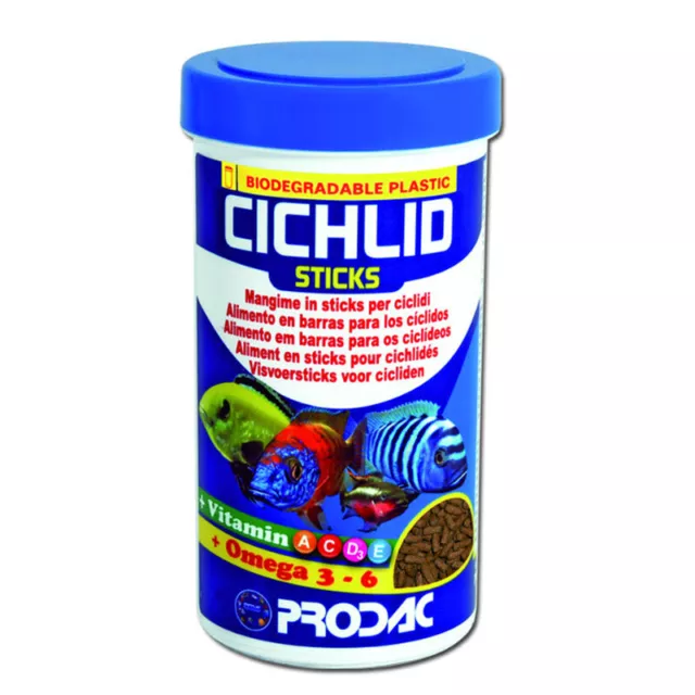 Prodac Cichlid Sticks Alimento in Stick per Ciclidi Acquario 250ml/90g