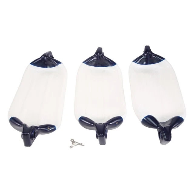 Ksrnsne 3 Défenses Gonflables PVC 4,5x16 Pouces – Blanc/bleu, Pour Bateau Voilier, Protection D’amarrage