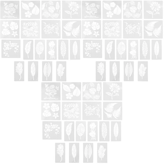8 Stencil Per Pittura Riutilizzabili - Ramoscelli, Note Musicali, Fiori - PET Morbido, Per Pareti, Mobili, Tela, Carte