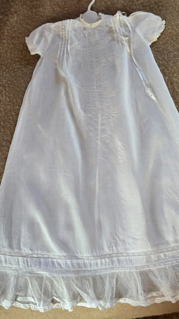 Robe De Baptême Vintage Années 50 - Blanche Plumetis Et Dentelles - Super État