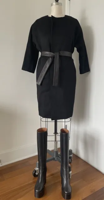 Diane Von Furstenberg  Wool Wrap Long midi Coat Size XS P Black*NWT*