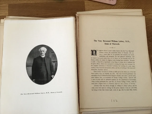 NORFOLK Leaders - c1907 Antique Print - very Rev William LEFROY -Dean of Norwich