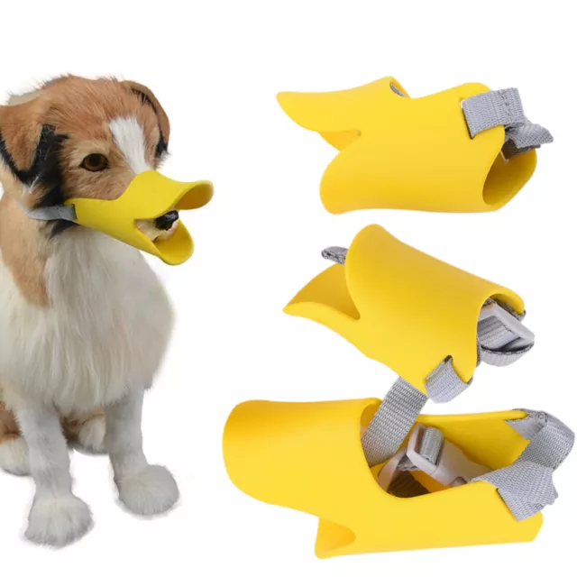 Pet Puppy Dog Cat Soft Muzzle Quack Duckbilled Silicone Bite Stop No Bark Pop