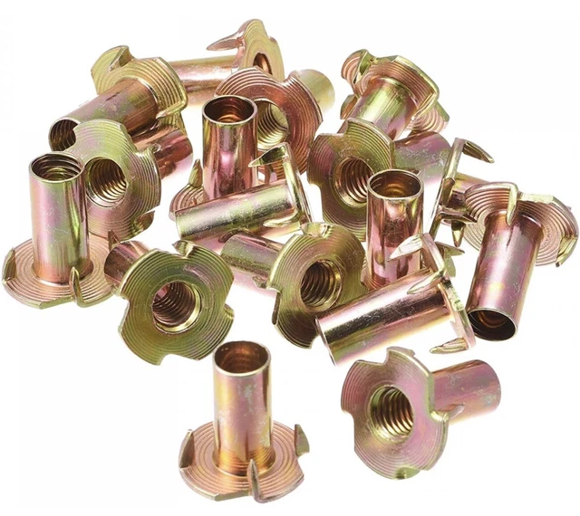 Sourcing Map M8x22mm T-Muttern 4-polig T-Mail-Mutter Kohlenstoffstahl Gewinde-Einsätze 80 Stck.