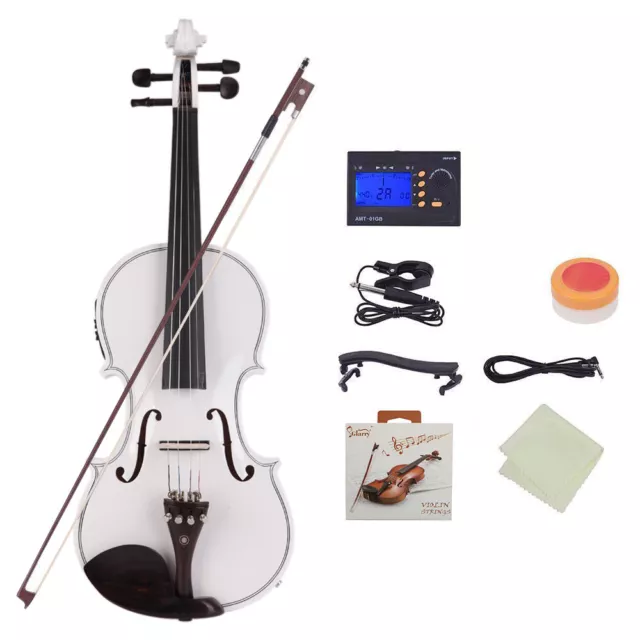 GV102 4/4 All Solid Wood White with EQ Violin Elegant and Classic Design