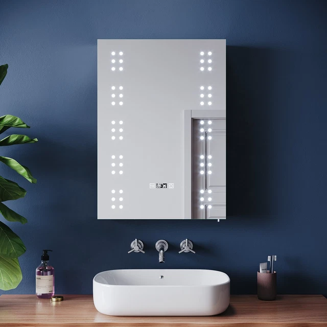 LED BATHROOM MIRROR Cabinet Shaver Socket Demister Dimmable Touch ...