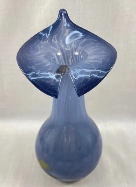 Cobalt Blue Art Glass Jack in the Pulpit Vase Hand Blown 8'' Made In Romania