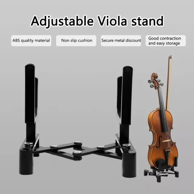 Lightweight Adjustable Violin Holder Non-Slip Folding Violin Stand (Black)