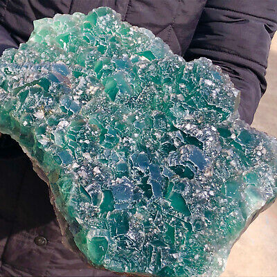 9.9lb   Natural Green cubic Fluorite Crystal Cluster mineral sample healing
