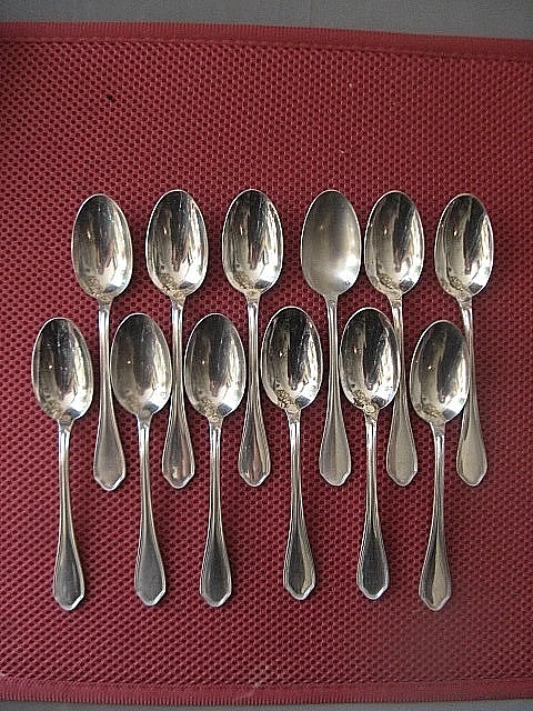 Suite de seis cucharadas Empire , Metal plateado , Ravinet y
