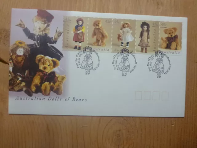 Australia 1997 Dolls & Bears Set 5 Stamps Fdc First Day Cover