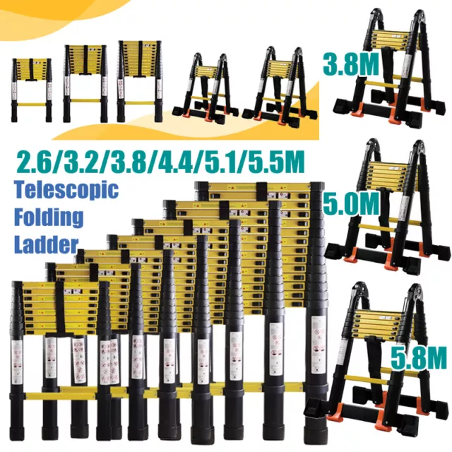 Telescopic Folding 2.6-5.8M Multi-Purpose Aluminium Step Loft Ladder Extendable