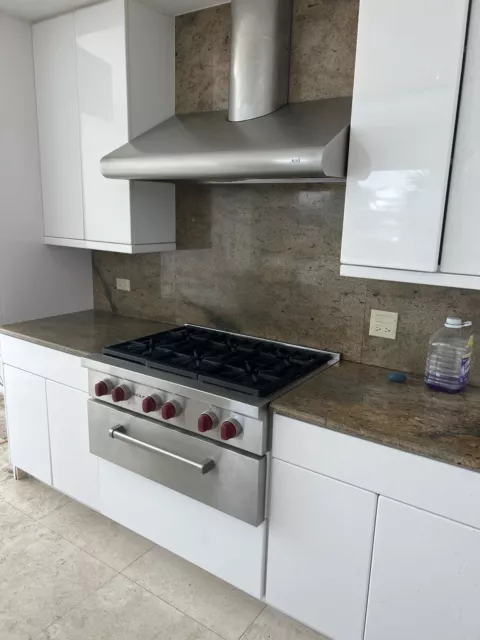 36” Wolf Gas Range top SRT366 With Commercial Grade Warming Drawers & Hood