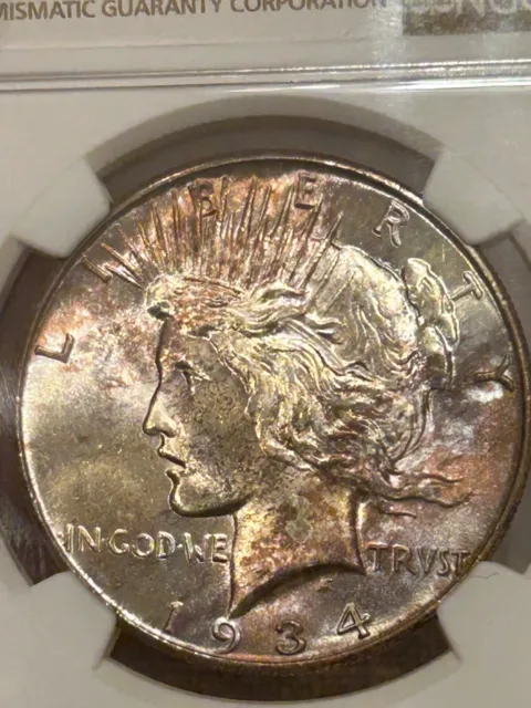1934 P Peace Dollar NGC MS63 Rare/Nicely Toned