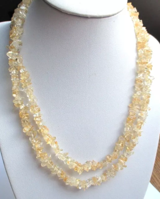 Rare grand Collier Multi-Brin perles Cristal de Roche Naturel bijou vintage 5191