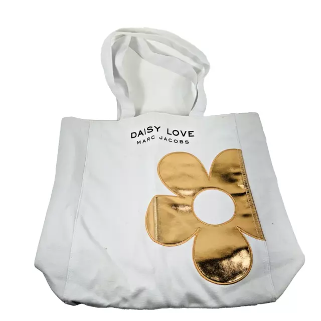 Marc Jacobs Daisy Love White & Rose Gold Tote Bag Over Shoulder Canvas Handbag