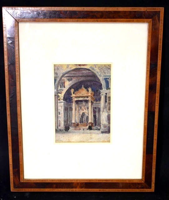 TABLEAU AQUARELLE VUE de château école Française signé fin XIXème EUR 1