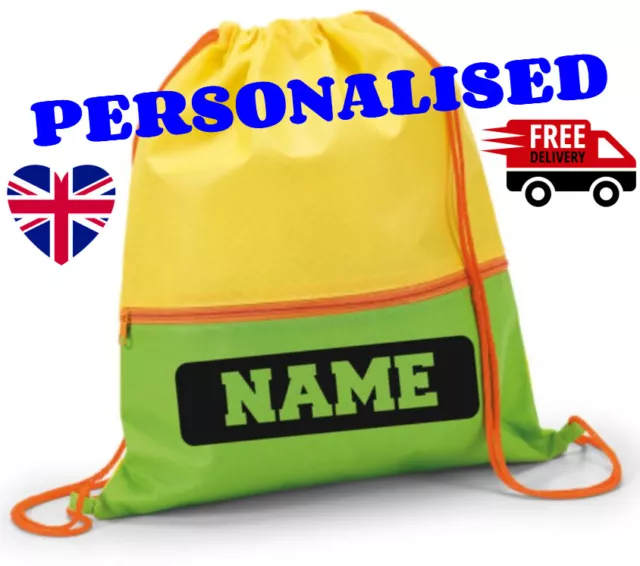 Personalised Bag Name Drawstring Bag Non-woven School PE Custom Dance Swim Sack