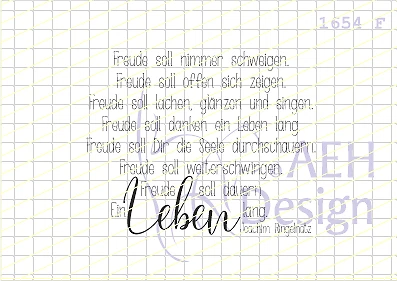 AEH Design Gummistempel 1654F - Freude soll lachen glänzen und singen Leben