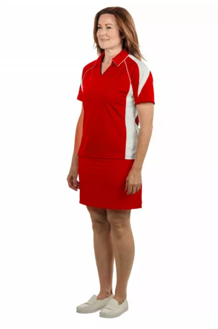 Ladies Stretch Skort White - Red - Navy - Royal - Lawn bowls Aust Approved Logo
