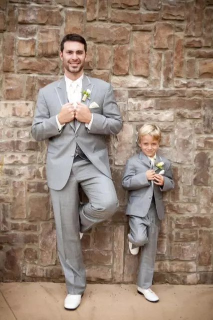 Boy Suit 3 Piece Party Prom Suit Light Grey Page Boy Wedding Suit Dinner Suit